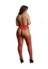 Suspender Rhinestone Pantyhose - Red Hosiery